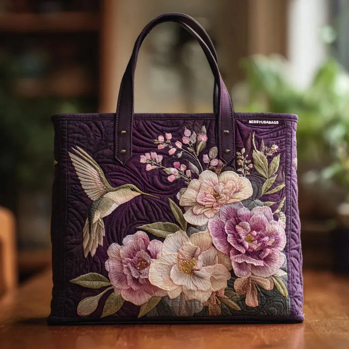 Handgemaakte Gequiltete Tas - Kolibries en Orchideeën