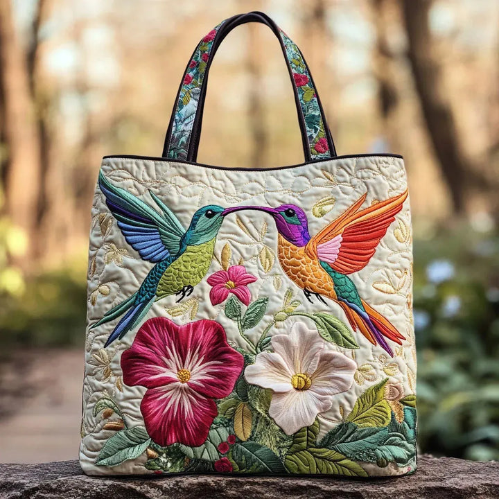 Gekleed Tas - Kolibrie en Witte Bloemen