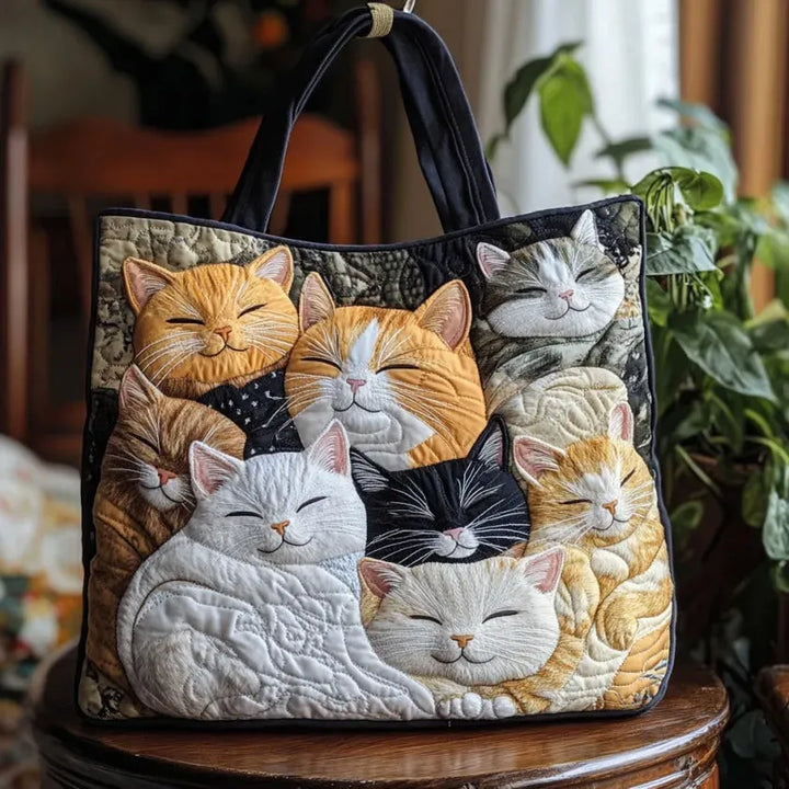 Ambachtelijke Gequilt Tote - Slapende Kittens