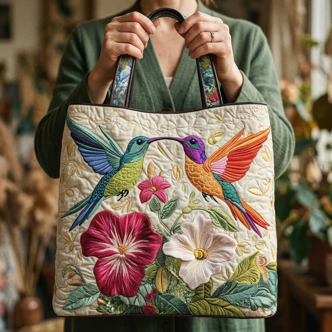 Gekleed Tas - Kolibrie en Witte Bloemen
