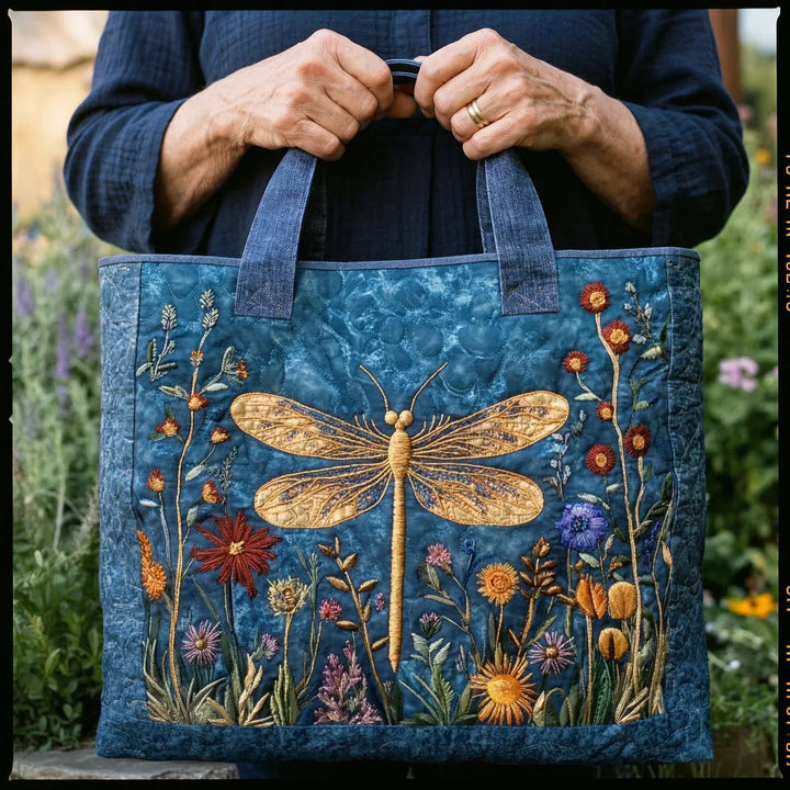 Gequilted Tas - Gouden Libelle